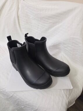 Sperry Black Slip On Rain Ankle Boots Size 10 Medium